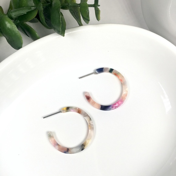 Colorful Mini Resin Hoop Earrings (Light) - Picture 5 of 5